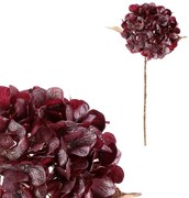 Sztuczna cięta Hortensja, czerwona z pozłacaniem, 65 cm