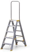 Schodki aluminiowe dwustronne ALVE FORTE z uchwytem, 2x5 stopni, wysokość 1,07 m