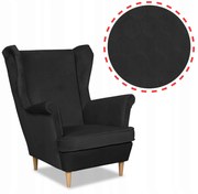 Fotel uszak Angelo plaster miodu jasny czarny