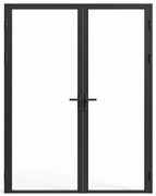 Drzwi kompletne 2-skrzydłowe dwustronne z aluminium i szkła hartowanego - 2 x wys. 204 x szer. 83 cm - Czarny - LOXTON