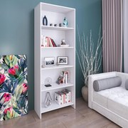 Regał do salonu biura regulowane półki kolor biały