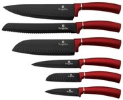 Czerwony zestaw 6 noży ze stali nierdzewnej P4-P57