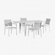 Zestaw Stół Prostokątny 90-180x90 Cm Rozkładany Z Aluminium Starmi I 4 Krzesła Ogrodowe Sztaplowane Z Aluminium Archer Gardenia Biel - Sklum