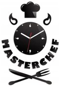 Zegar ścienny Naklejany Nowoczesny Czarny z napisem Masterchef Kuchenny