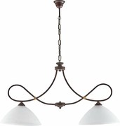 Dallas – żyrandol z czarnego lakierowanego żelaza, dekor imitujący rdzę, stare złoto, klosze z białego szkła alabastrowego Ø13 cm, 2 światła