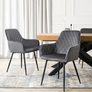 Krzesło Tapicerowane do Jadalni BRESSO Szare Welurowe Nowoczesne Loft