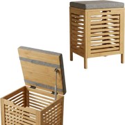 Bambusowy kosz na pranie z siedziskiem DISA, 40 l