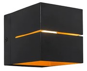 Zestaw 2 lamp ściennych czarnych ze złotym wnętrzem 9,7 cm - Transfer Groove Oswietlenie wewnetrzne