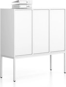 Szafa biurowa FRAME, niska, podstawa biała, 3 drzwi, 1299 x 450 x 1331 mm, PUSH-lock, biały
