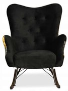 Fotel bujany uszak Luna Print Duo czarna Monstera