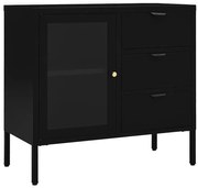 Czarna Komoda Na Nóżkach Z Witryną A6-K65