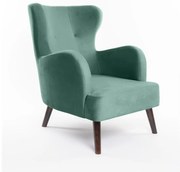 Miętowy aksamitny fotel typu uszak Noemye – Bonami Selection