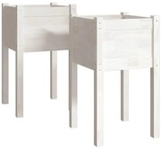 Komplet białych drewnianych donic ogrodowych F0-K39