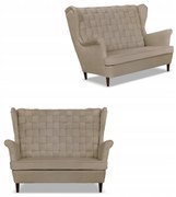 Sofa uszak Carol beżowa skandynawska kanapa 2-os. sprężynach Family Meble