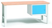 Profesjonalny stół warsztatowy z drewnianym blatem roboczym, 1500x685x840 mm, 1x szafka