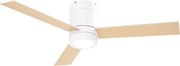 HOMCOM Wentylator sufitowy z oświetleniem LED, 2 w 1, z timerem, pilot zdalnego sterowania, lampa sufitowa z wentylatorem, Biały+Naturalne drewno
