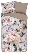 Szaro-brązowa pościel jednoosobowa z satyny bawełnianej 140x220 cm Colinda – Descanso