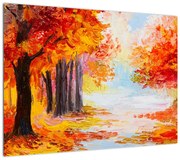 Obraz na szkle - Obraz na szkle olejny, kolorowa jesień (70x50 cm)