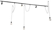 Nowoczesny system szynowy z 3 reflektorami i 3 lampami wiszącymi czarny 1-fazowy - Iconic Cavalux Jeana