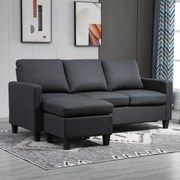 HOMCOM Sofa Narożna L Kształt Lniana Szara z Szezlongiem Nowoczesny Design Komfort i Styl | Aosom PL