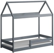 Szare drewniane dziecięce łóżko domek N2-L42