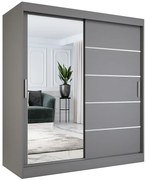 Antracytowa szafa przesuwna z lustrem 180 cm W7-A37