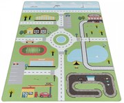 Dywan dziecięcy Play Ulice zielony antypoślizgowy do prania 80 cm x 120 cm