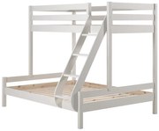 Białe łóżko piętrowe z drewna sosnowego Vipack Pino Martin 140x200/90x200