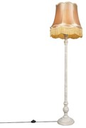 Lampa stojąca szara z abażurem w stylu babci w kolorze złotym - Classico Retro Oswietlenie wewnetrzne