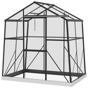Outsunny Szklarnia z Aluminium Czarna 131x192x203cm | Aosom PL