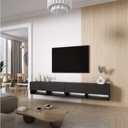 Szafka pod telewizor 200 (2 x 100) cm Czarny Mat, LED biały, 200 × 32 × 34 cm