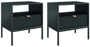 Zestaw 2 szafek nocnych z 1 szufladą i 1 wnęką - Czarny - LIOUBA Pascala MORABITO