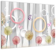 Abstrakcyjny obraz z dmuchawcami (70x50 cm)