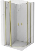 Mexen Mist kabina prysznicowa półokrągła uchylna 80 x 80 cm, transparent, złota - 8A32-080-080-50-00