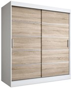 Szafa przesuwna biel + dąb sonoma 180 cm D1-Z71