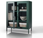 Witryna przeszklona niska butelkowa zieleń: Modern GINA, 800 x 1015 x 400 mm