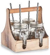 Komplet słoików do picia z wygodnym koszykiem do przenoszenia