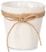 Osłonka na doniczkę pleciona z jutową kokardą, Ø 13 cm