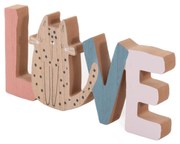 Stojąca dekoracja do pokoju dziecka Napis i kotek, drewniana, 28 x 2,5 x 12 cm