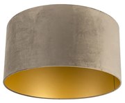 Aksamitny abażur taupe 50/50/25 ze złotym wnętrzem klasyczny/Antyczny