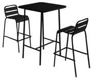 Zestaw mebli jadalnianych ogrodowych wysokich z metalu: stół o dł. 70 cm i 2 krzesła - Czarny - MIRMANDE marki MYLIA