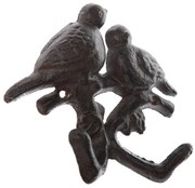 Wieszak z litego żeliwa Ptaszki na gałązce,czarny, 12 x 13 cm