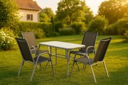 Zestaw ogrodowy 5-częściowy, stół ze szkłem, 4 krzesła