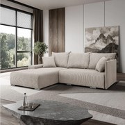 Narożnik, Sofa w kształcie L, tkanina sztruksowa Poso, Beżowy, Lewy, Livorno L