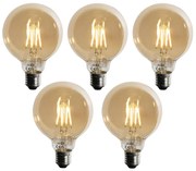 Zestaw 5 Żarówka LED E27 z 3-stopniowym ściemnianiem, złoto, G95, 4W, 450lm, 2700K
