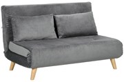 HOMCOM Sofa welurowa szara z 2 poduszkami wygodna kanapa 130x78x79 cm do salonu | Aosom PL