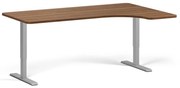 Biurko z regulacją wysokości, 180x120 cm, 2 silniki, L/P, szara podstawa, orzech