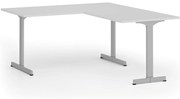 Narożne biurko PRIMO BETA L, 160x180 cm, L/P, szara podstawa, biały