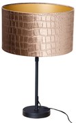 Lampa stołowa czarna z aksamitnym abażurem w designie krokodyla 35cm - Parte