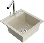 Mexen Vito zlewozmywak granitowy 1-komorowy z baterią kuchenną Duero, beżowy - 6503-69-671600-00